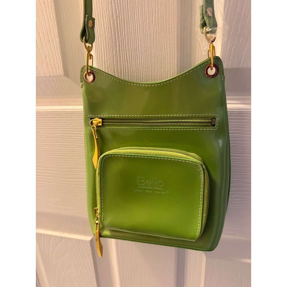 Beijo Crossbody Bag in Apple Green with Gold Tone Hardware & Adjustable Strap